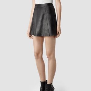 Allsaints genuine leather a line mini skirt size 6